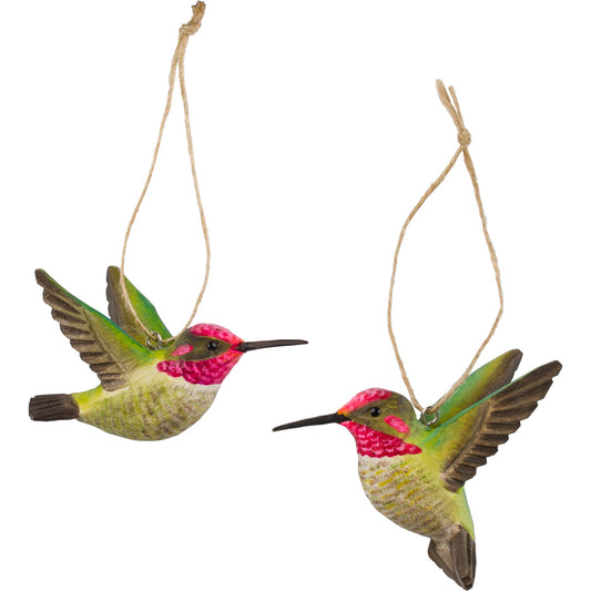 Wildlife Garden Decobird Annakolibri handgeschnitzt 2er Set