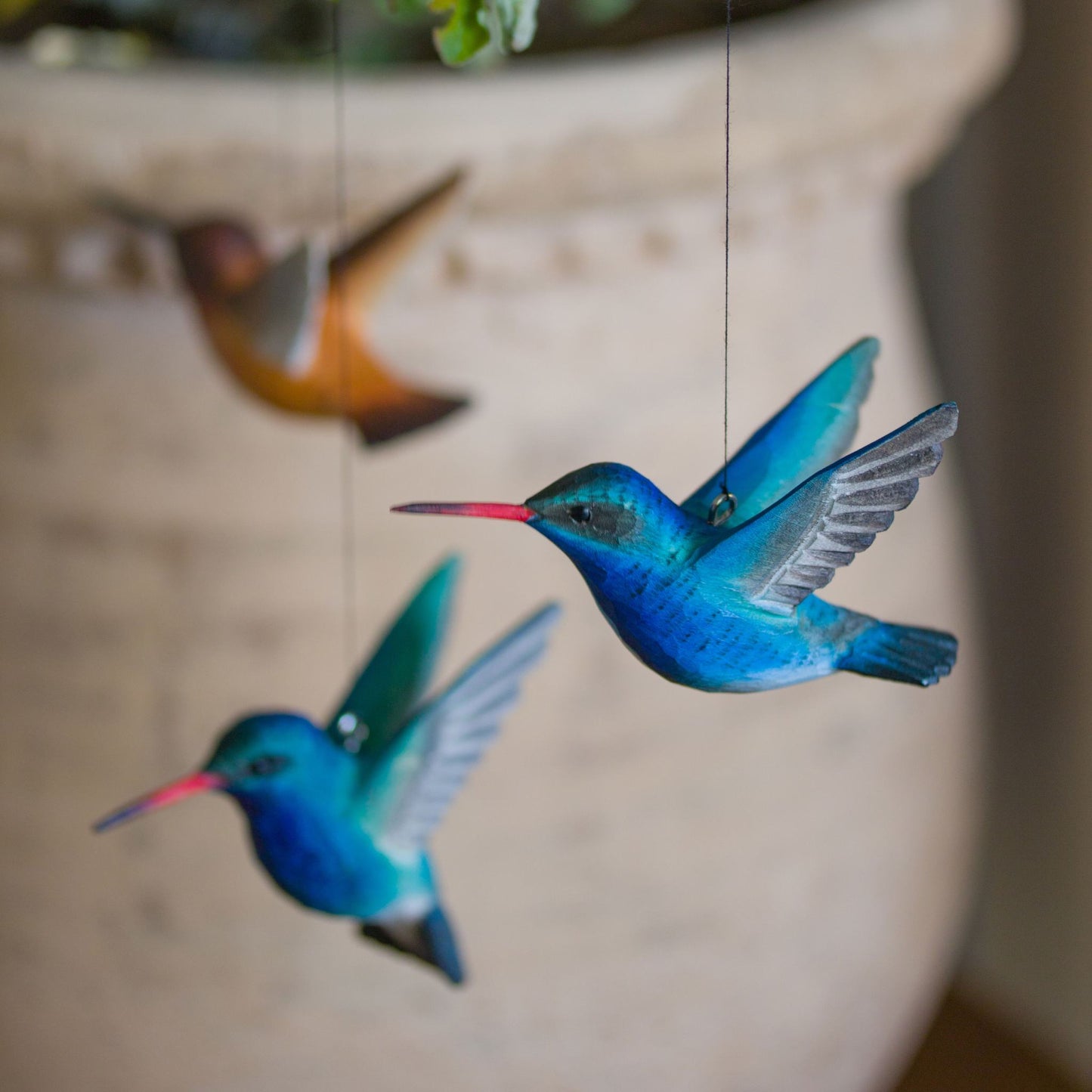 Wildlife Garden Decobird Breitschnabelkolibri handgeschnitzt 2er Set
