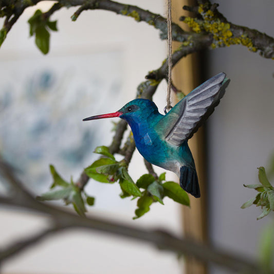 Wildlife Garden Decobird Breitschnabelkolibri handgeschnitzt 2er Set