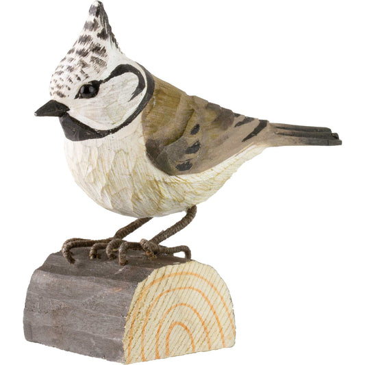 Wildlife Garden DecoBird Haubenmeise handgeschnitzt
