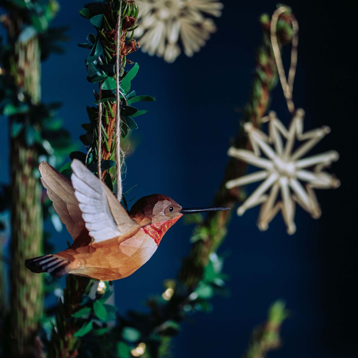 Wildlife Garden Decobird Rotrücken-Zimtelfe handgeschnitzt 2er Set
