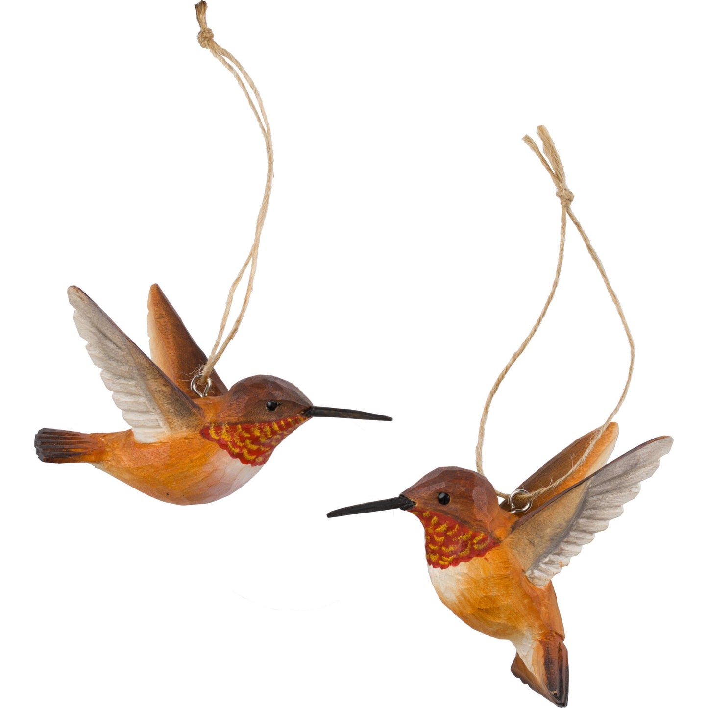 Wildlife Garden Decobird Rotrücken-Zimtelfe handgeschnitzt 2er Set