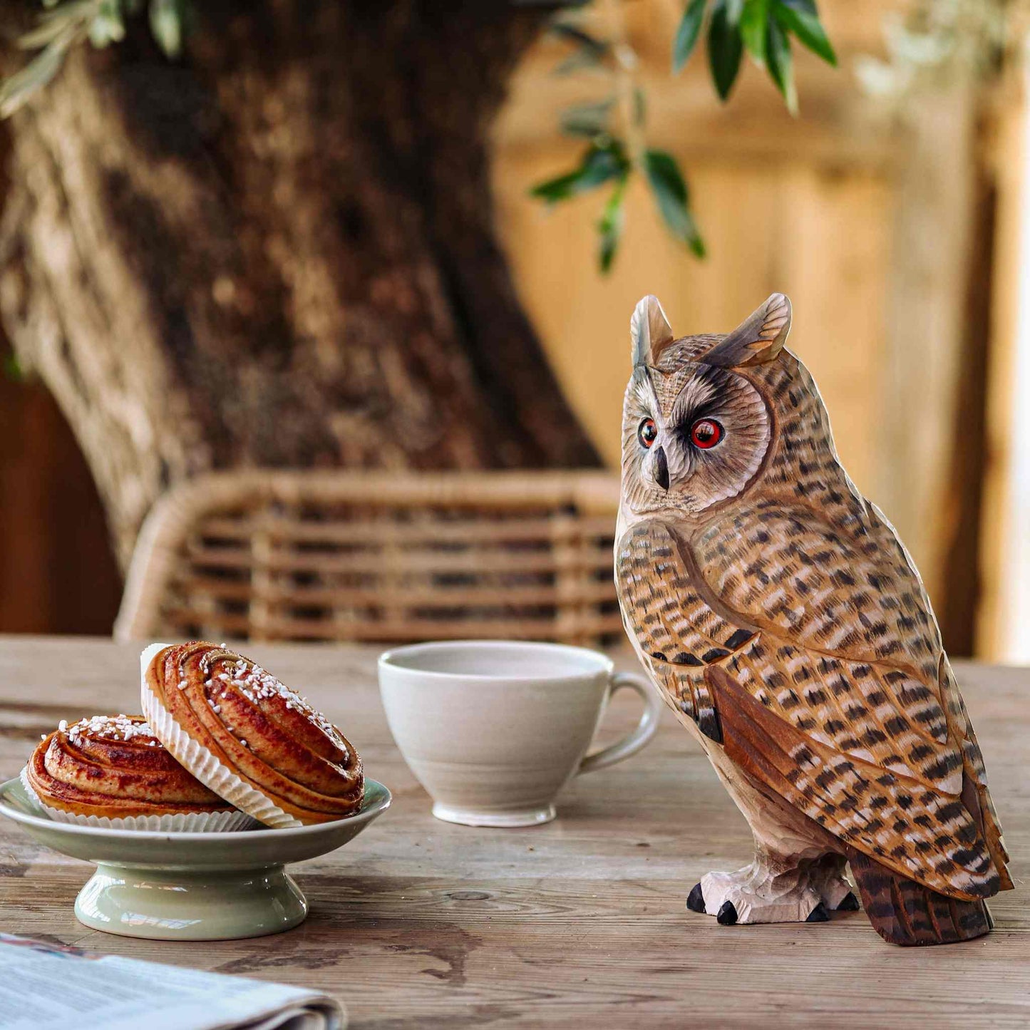 Wildlife Garden Decobird Waldohreule handgeschnitzt