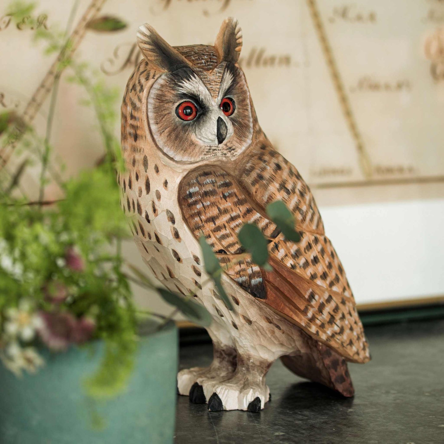 Wildlife Garden Decobird Waldohreule handgeschnitzt