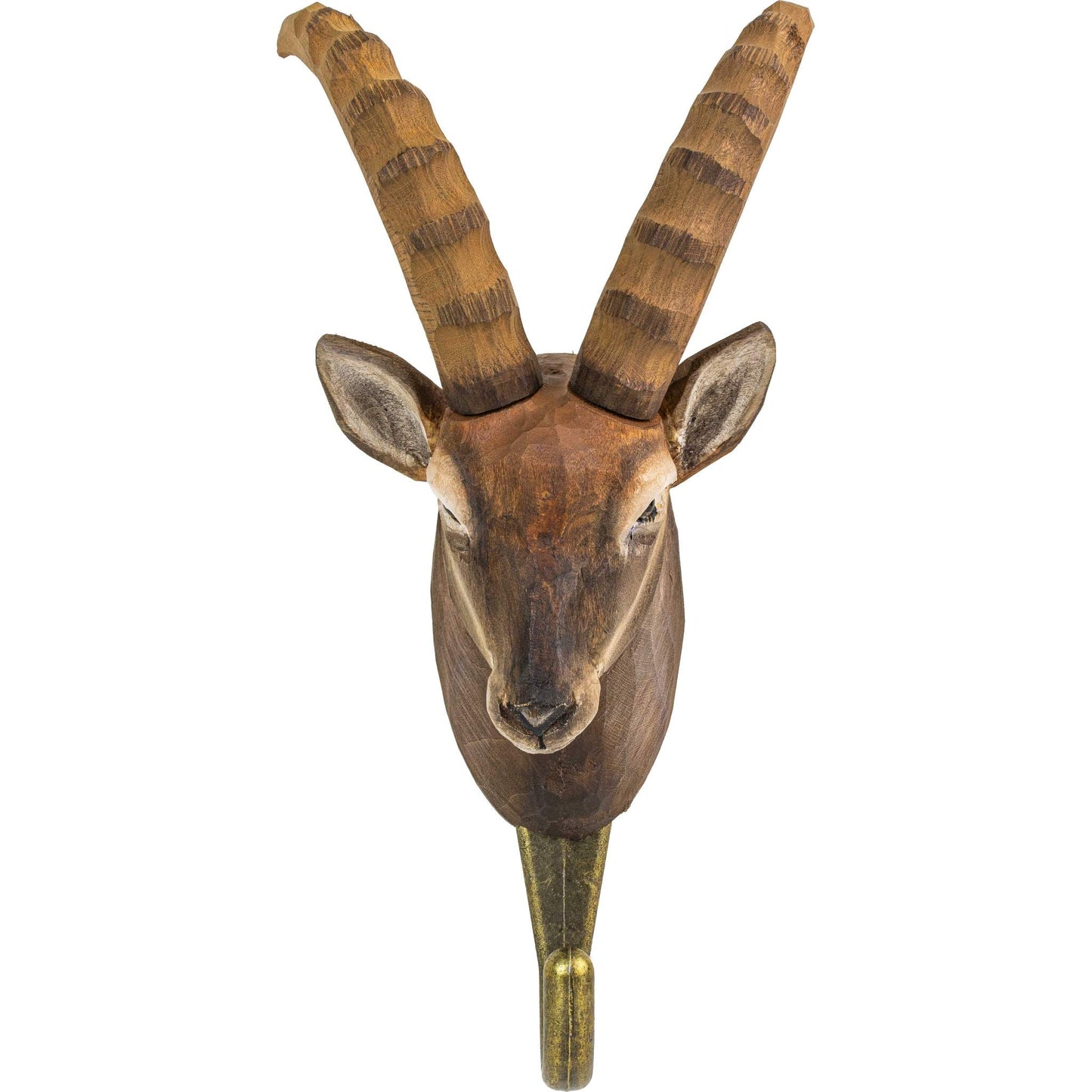 Wildlife Garden Decohook Wall Hook Alpine Ibex (hand-carved)