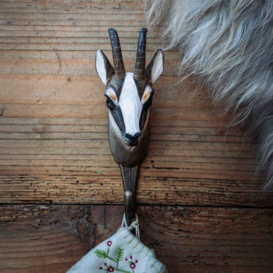 Wildlife Garden Decohook Wall Hook Chamois (hand-carved)