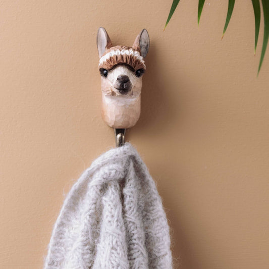 Wildlife Garden Decohook Wall Hook Alpaca (hand-carved)