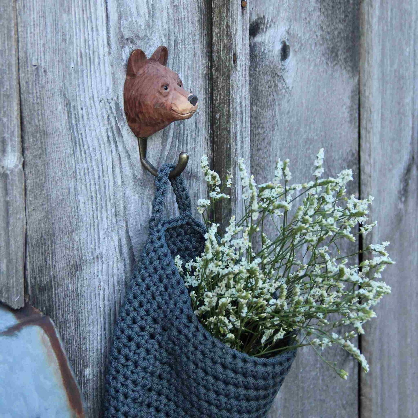 Wildlife Garden Decohook Wall Hook Brown Bear (hand-carved)