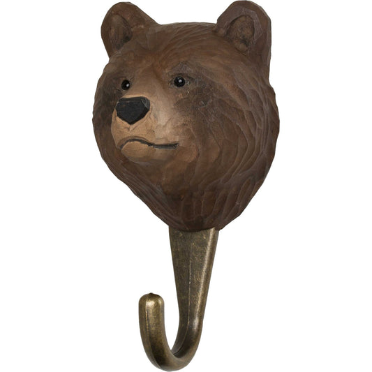 Wildlife Garden Decohook Wall Hook Brown Bear (hand-carved)
