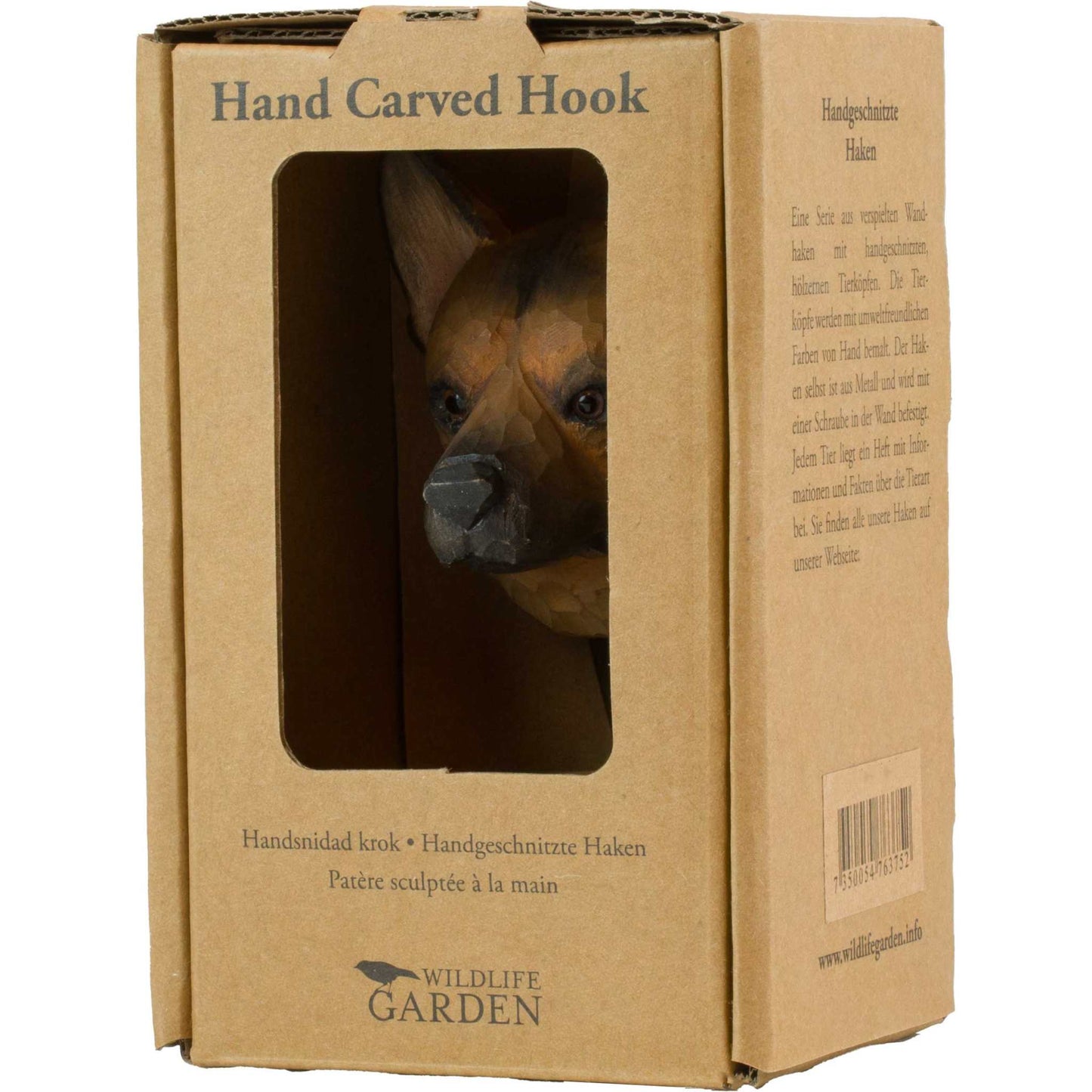 Wildlife Garden Decohook Wall Hook German Shepherd (hand-carved)
