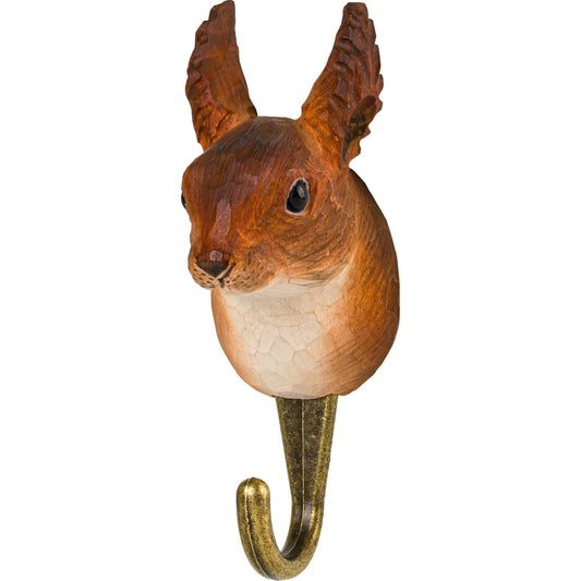 Wildlife Garden Decohook Wall Hook Squirrel (hand-carved)