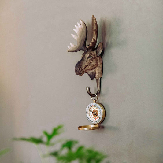 Wildlife Garden Decohook Wall Hook Moose (hand-carved)