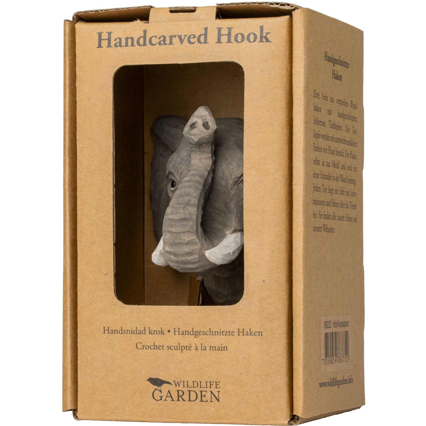 Wildlife Garden Decohook Wandhaken Elefant (handgeschnitzt)