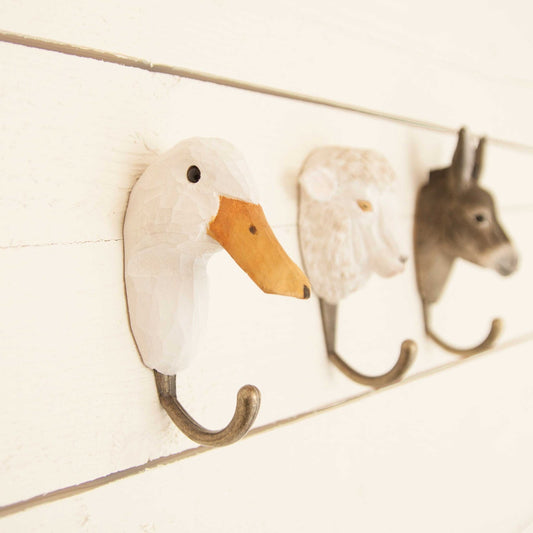 Wildlife Garden Decohook Wall Hook Duck (hand-carved)