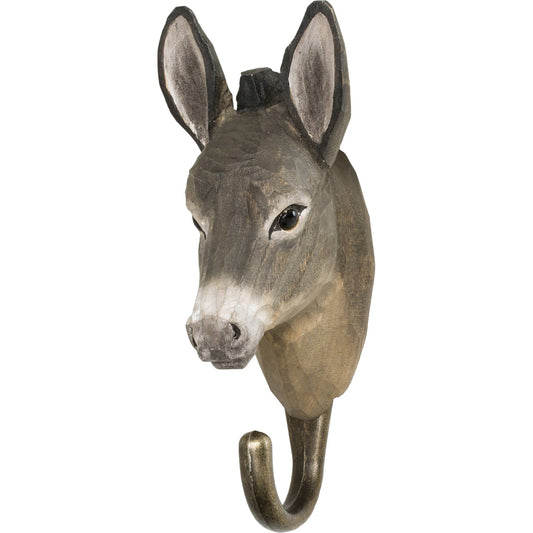 Wildlife Garden Decohook Wall Hook Donkey (hand-carved)