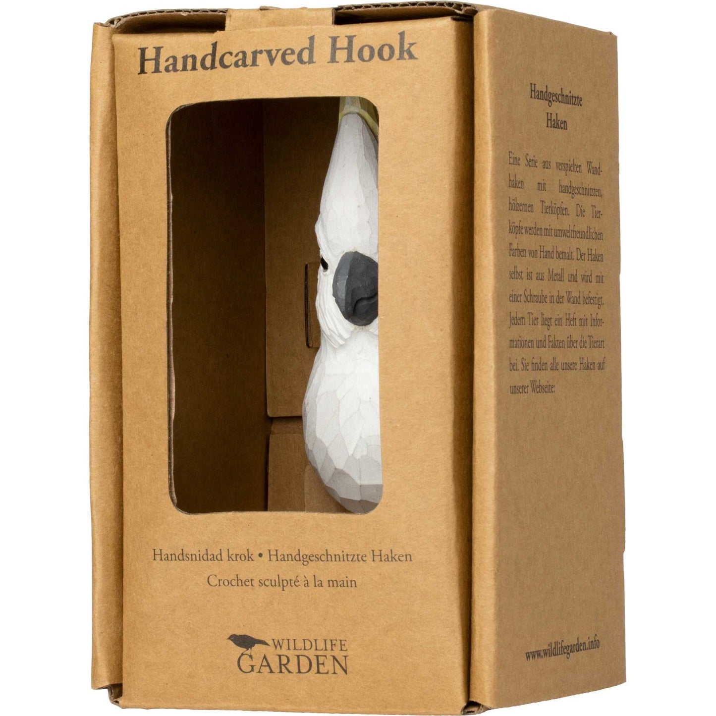 Wildlife Garden Decohook Wandhaken Gelbhaubenkakadu (handgeschnitzt)
