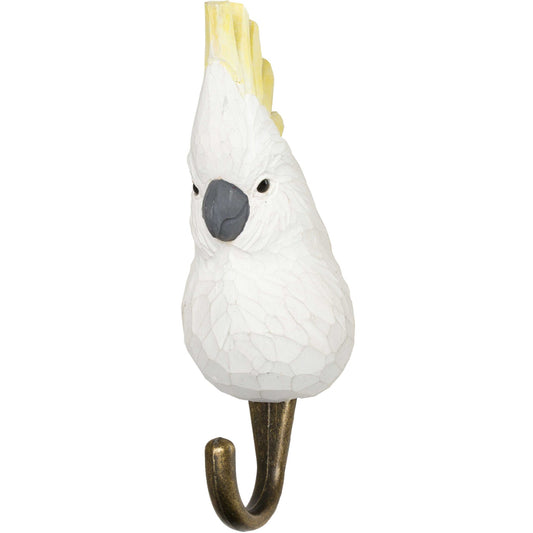 Wildlife Garden Decohook Yellow-crested Cockatoo (hand-carved)