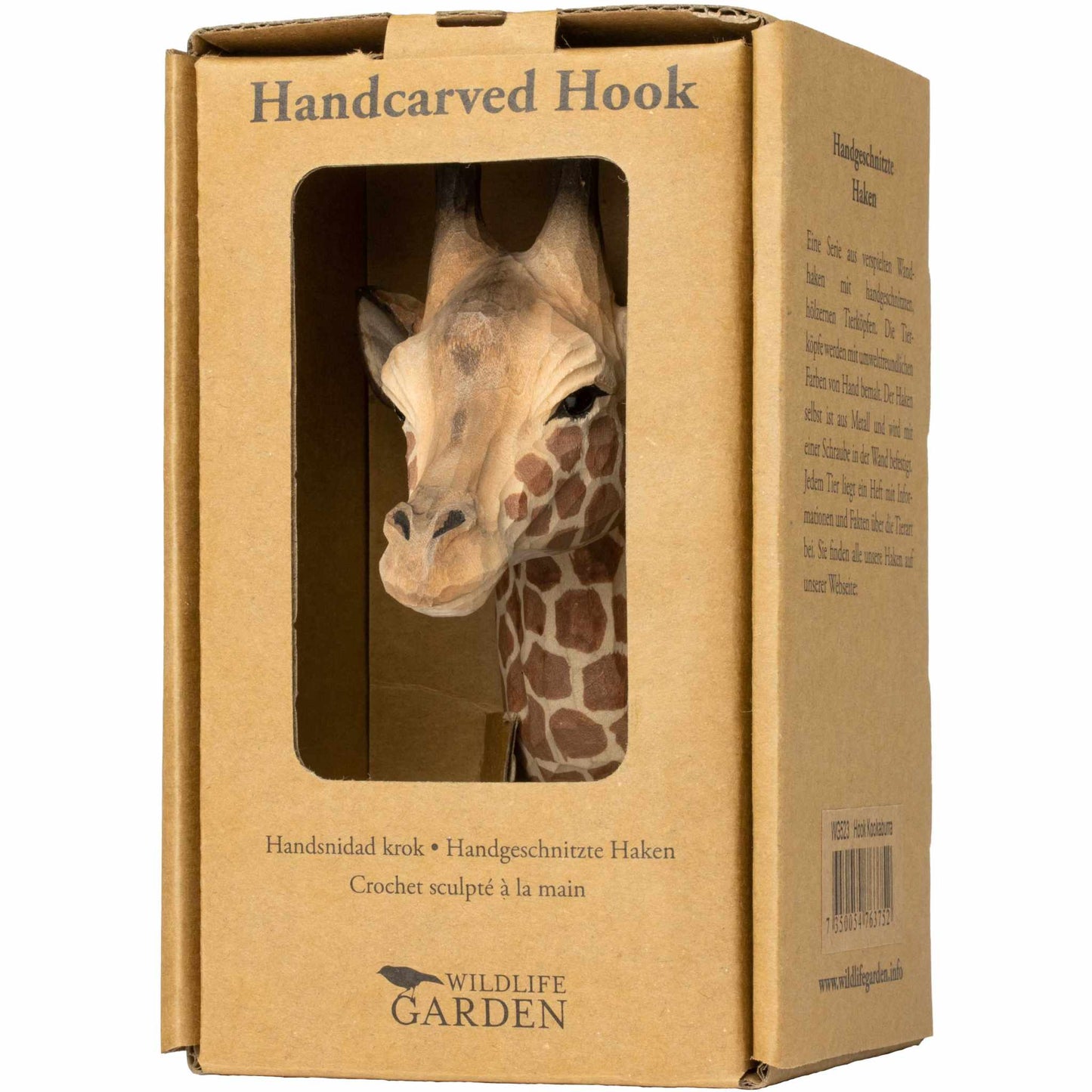 Wildlife Garden Decohook Wandhaken Giraffe (handgeschnitzt)
