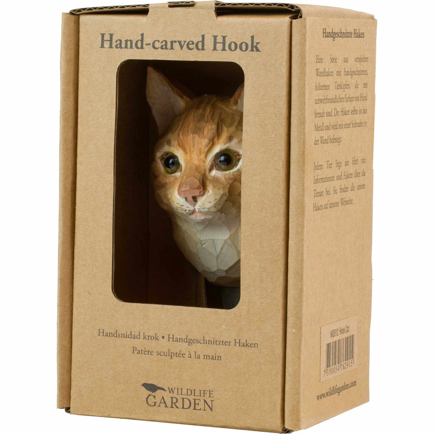 Wildlife Garden Decohook Wandhaken Hauskatze (handgeschnitzt)