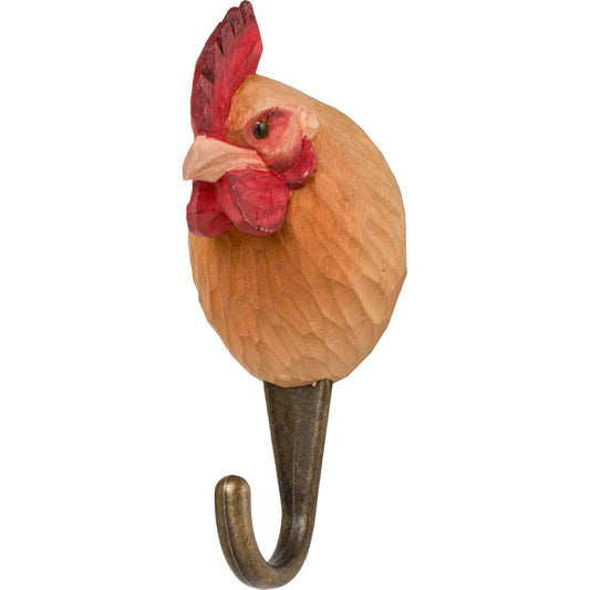 Wildlife Garden Decohook Wall Hook Chicken (hand-carved)
