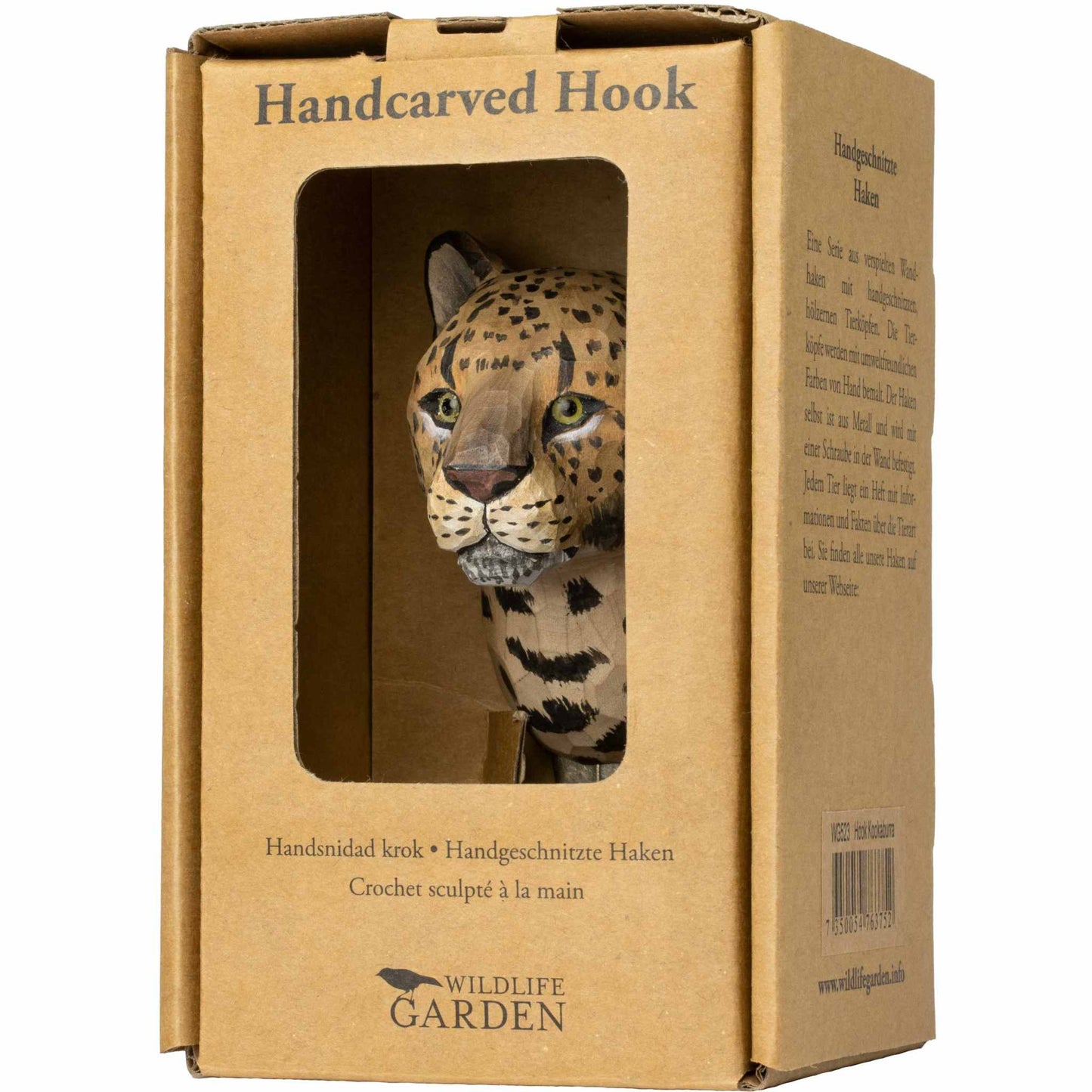 Wildlife Garden Decohook Wandhaken Leopard (handgeschnitzt)