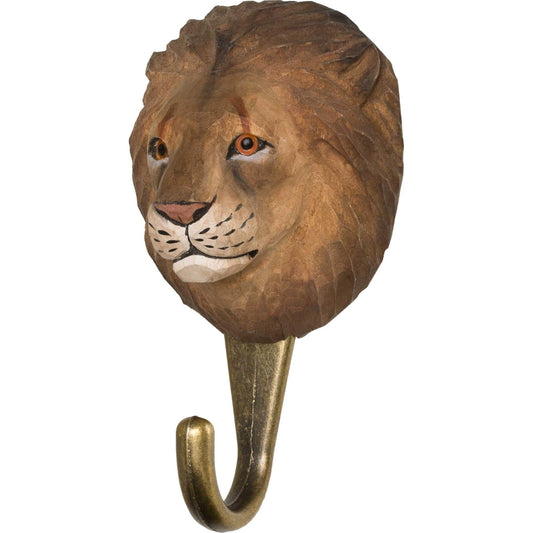 Wildlife Garden Decohook Wall Hook Lion (hand-carved)