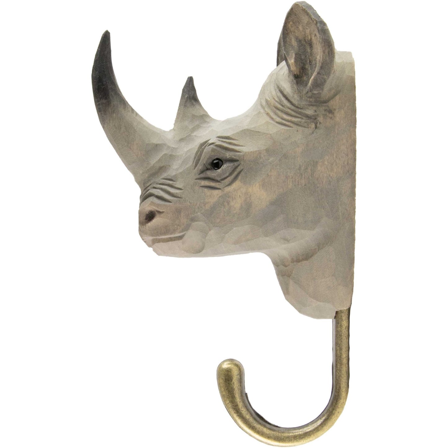 Wildlife Garden Decohook Wandhaken Nashorn (handgeschnitzt)