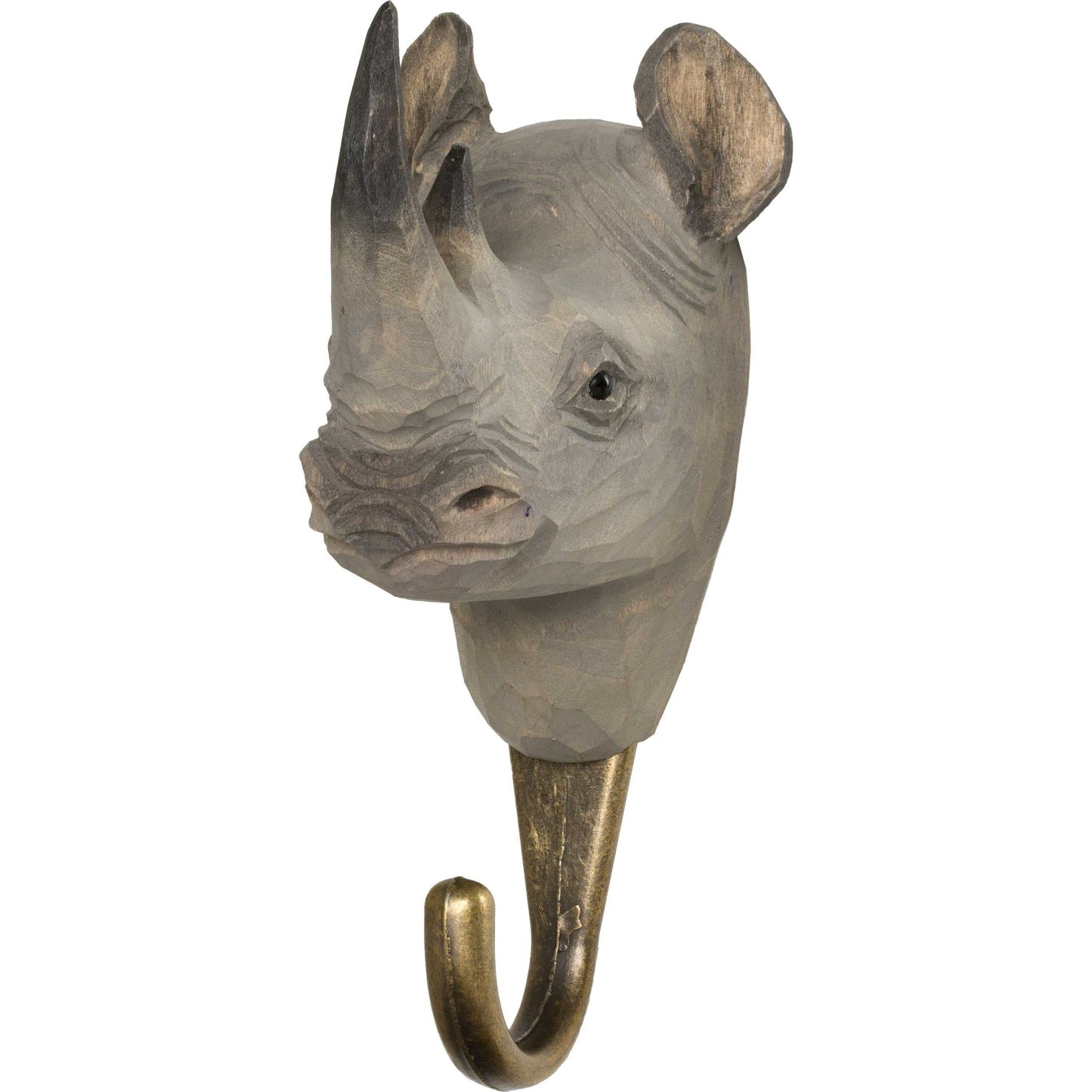 Wildlife Garden Decohook Wandhaken Nashorn (handgeschnitzt)