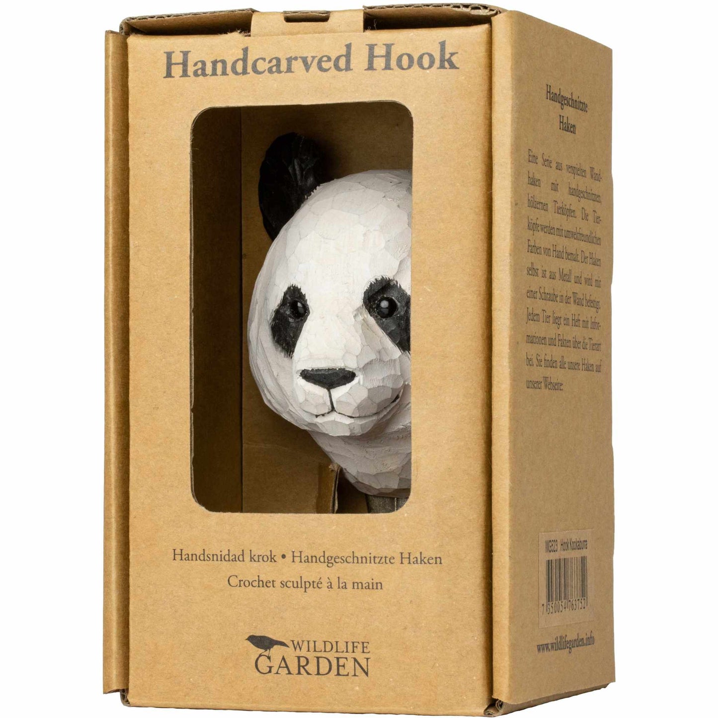 Wildlife Garden Decohook Wandhaken Panda (handgeschnitzt)