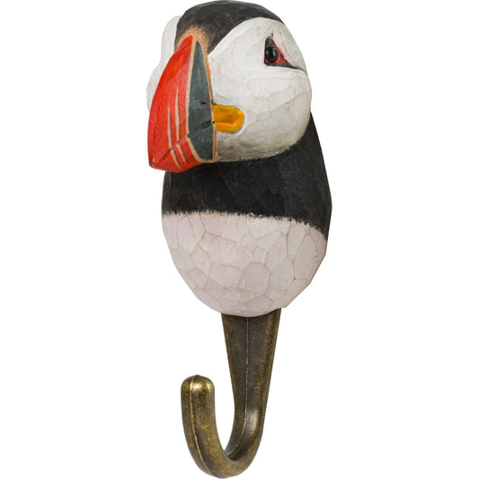 Wildlife Garden Decohook Puffin (hand-carved)