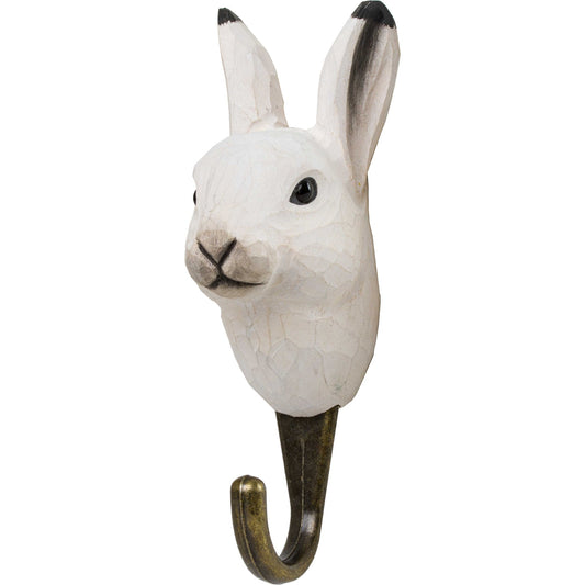 Wildlife Garden Decohook Wall Hook Arctic Hare (hand-carved)