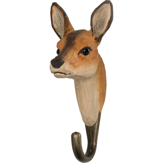 Wildlife Garden Decohook Wall Hook Deer (hand-carved)