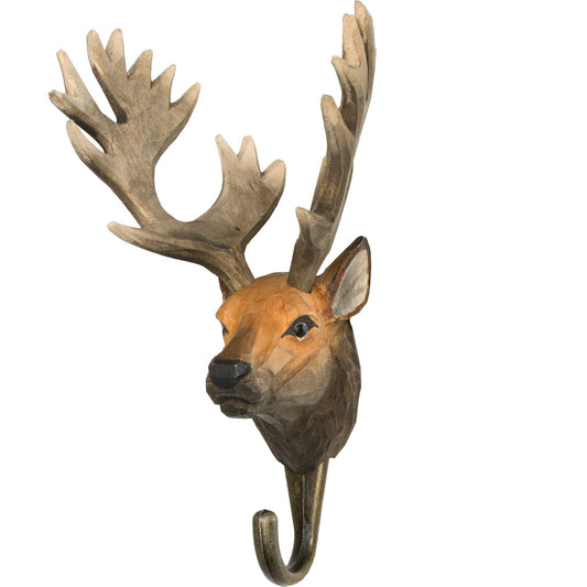 Wildlife Garden Decohook Wall Hook Red Deer (hand-carved)