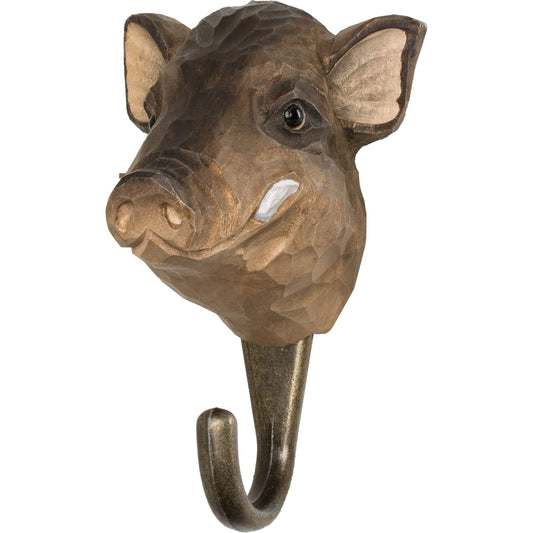 Wildlife Garden Decohook Wall Hook Wild Boar (hand-carved)