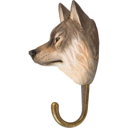Wildlife Garden Decohook Wall Hook Wolf (hand-carved)
