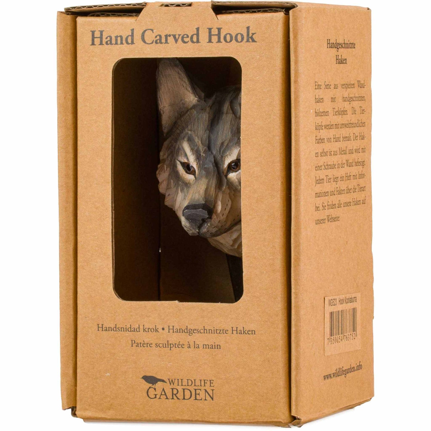 Wildlife Garden Decohook Wall Hook Wolf (hand-carved)
