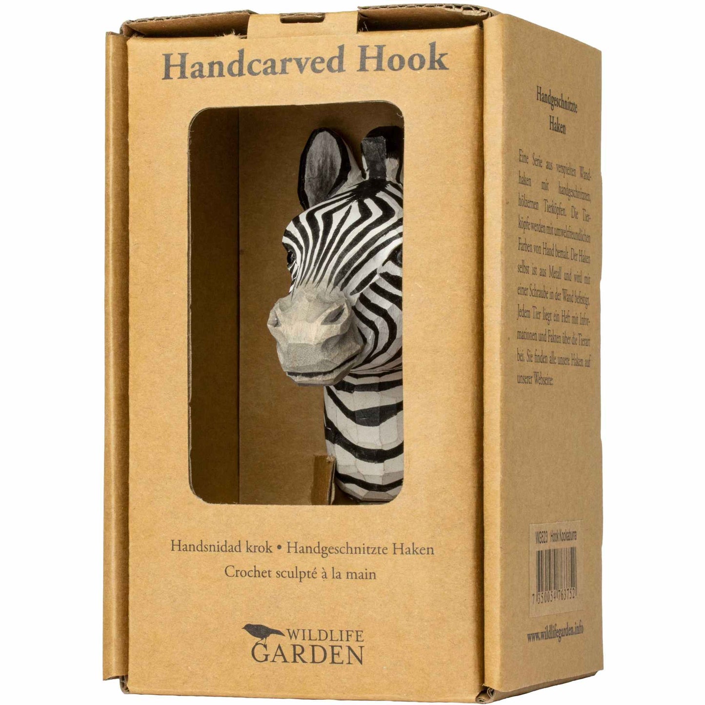 Wildlife Garden Decohook Wall Hook Zebra (hand-carved)