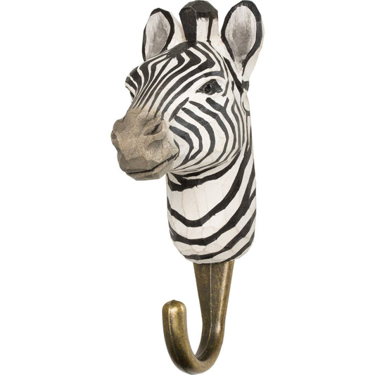 Wildlife Garden Decohook Wall Hook Zebra (hand-carved)