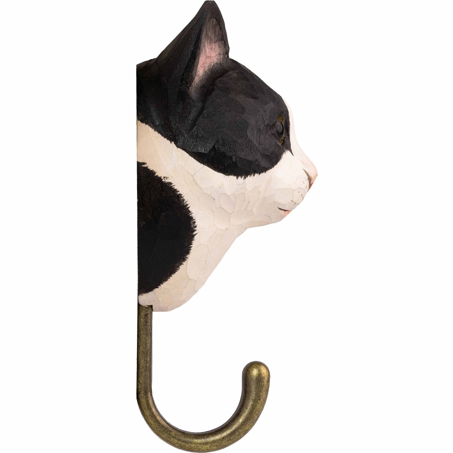Wildlife Garden Decohook Wandhaken Katze schwarz, weiß (handgeschnitzt)