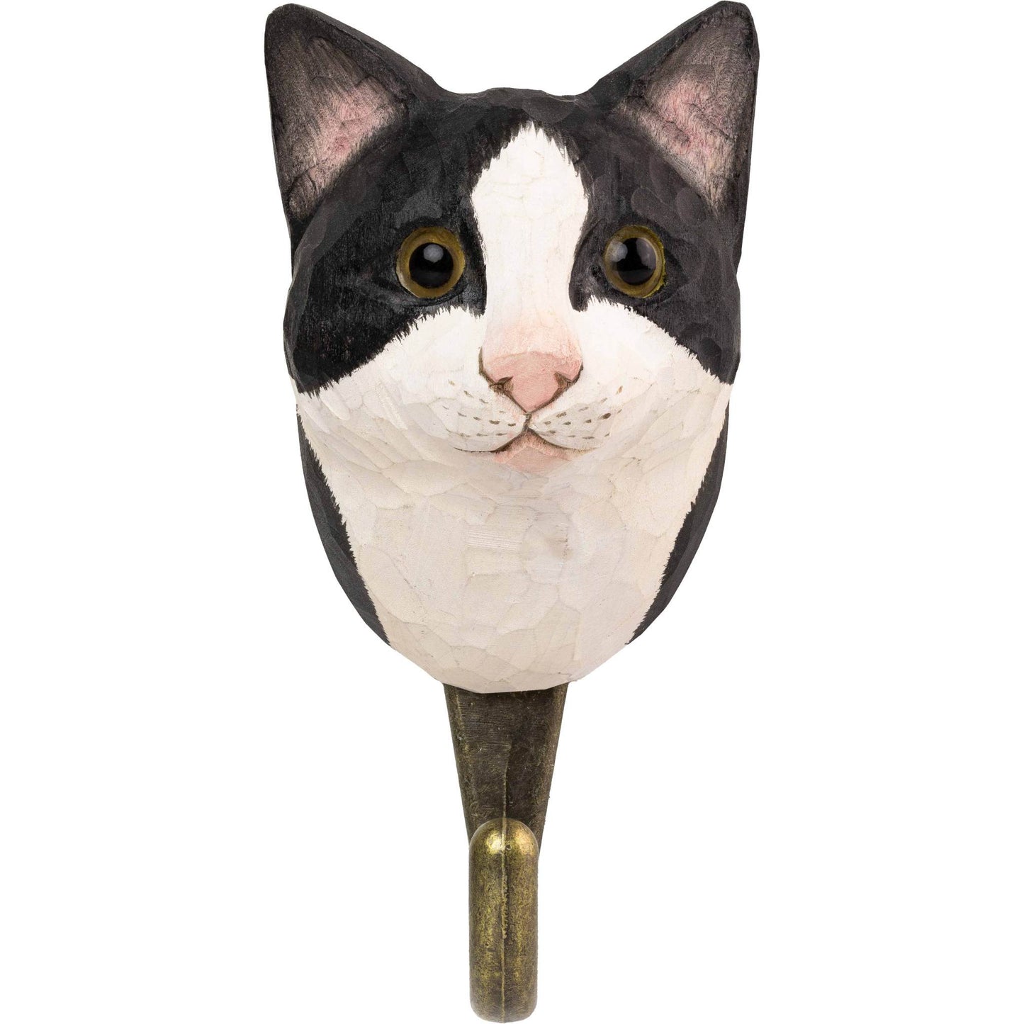 Wildlife Garden Decohook Wandhaken Katze schwarz, weiß (handgeschnitzt)
