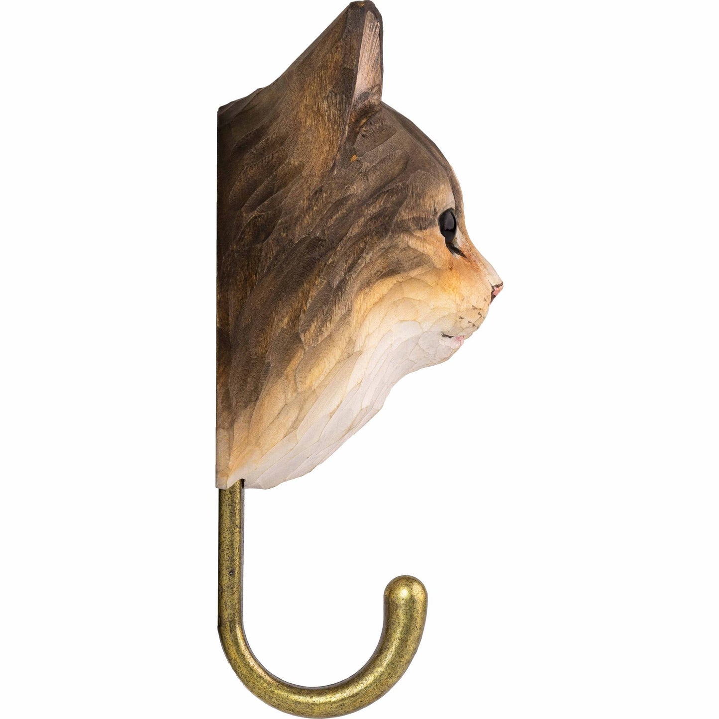 Wildlife Garden Decohook Wandhaken norwegische Wildkatze (handgeschnitzt)