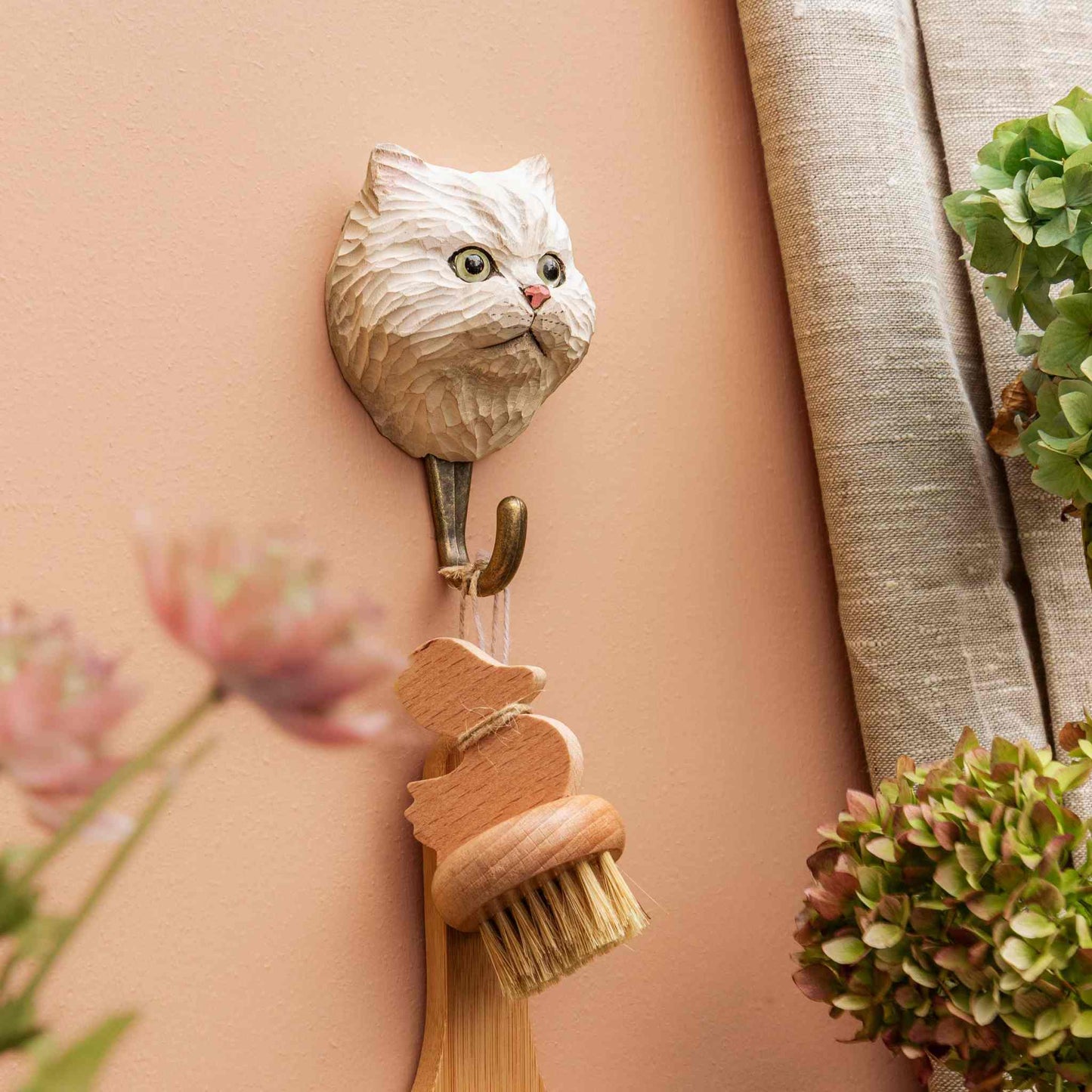 Wildlife Garden Decohook Wandhaken Perserkatze (handgeschnitzt)