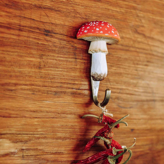 Wildlife Garden DecoHook Wall Hook Fly Agaric (hand-carved)