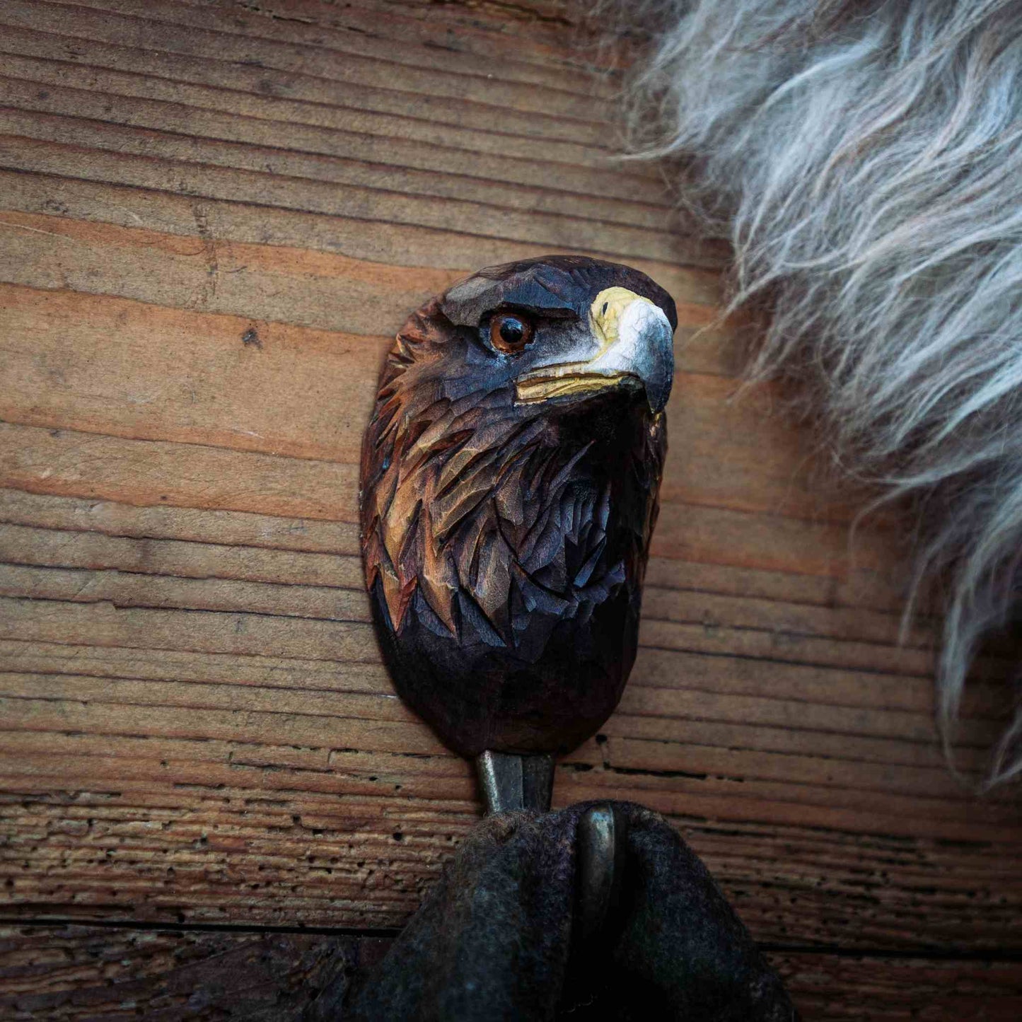 Wildlife Garden Decohook Wall Hook Golden Eagle (hand-carved)