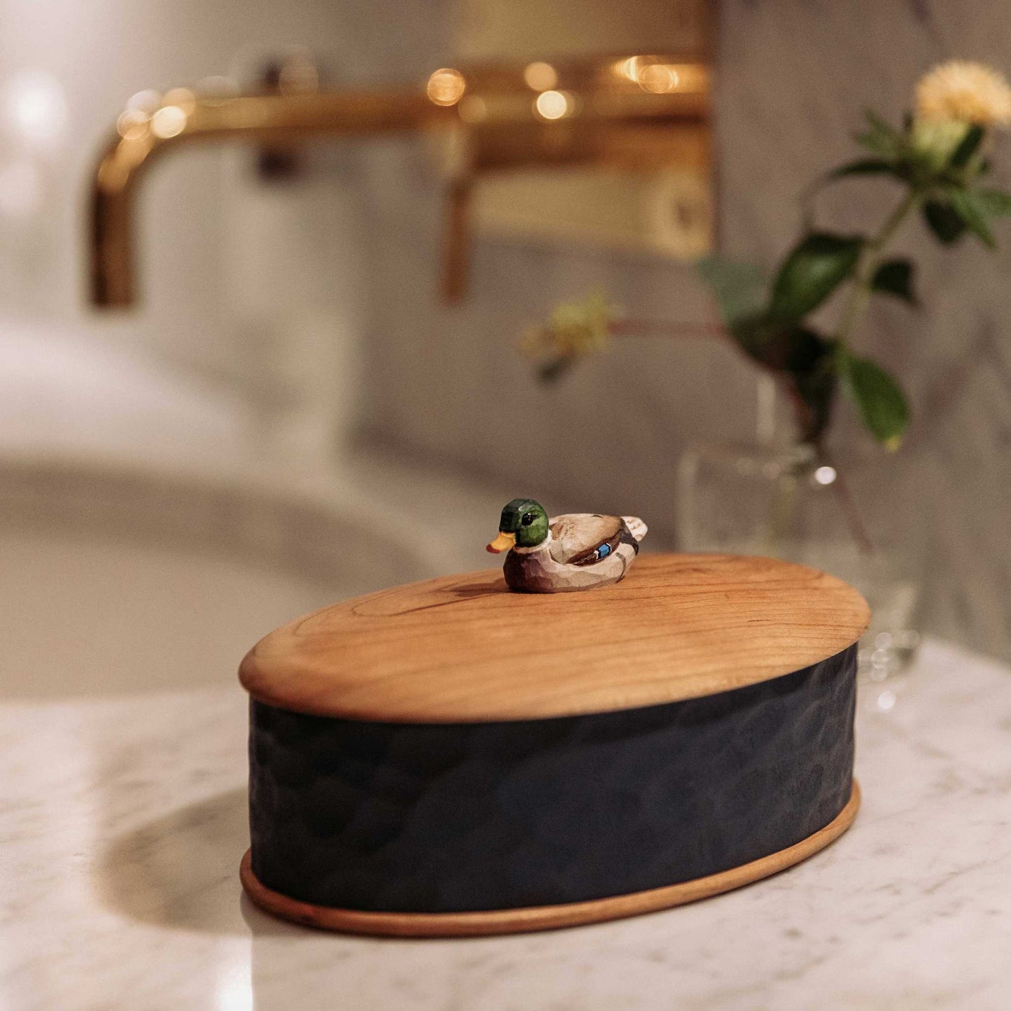 Wildlife Garden Holzdose Ente Höhe 8,5 cm Breite 19,1 cm Länge 12,1 cm handgeschnitzt