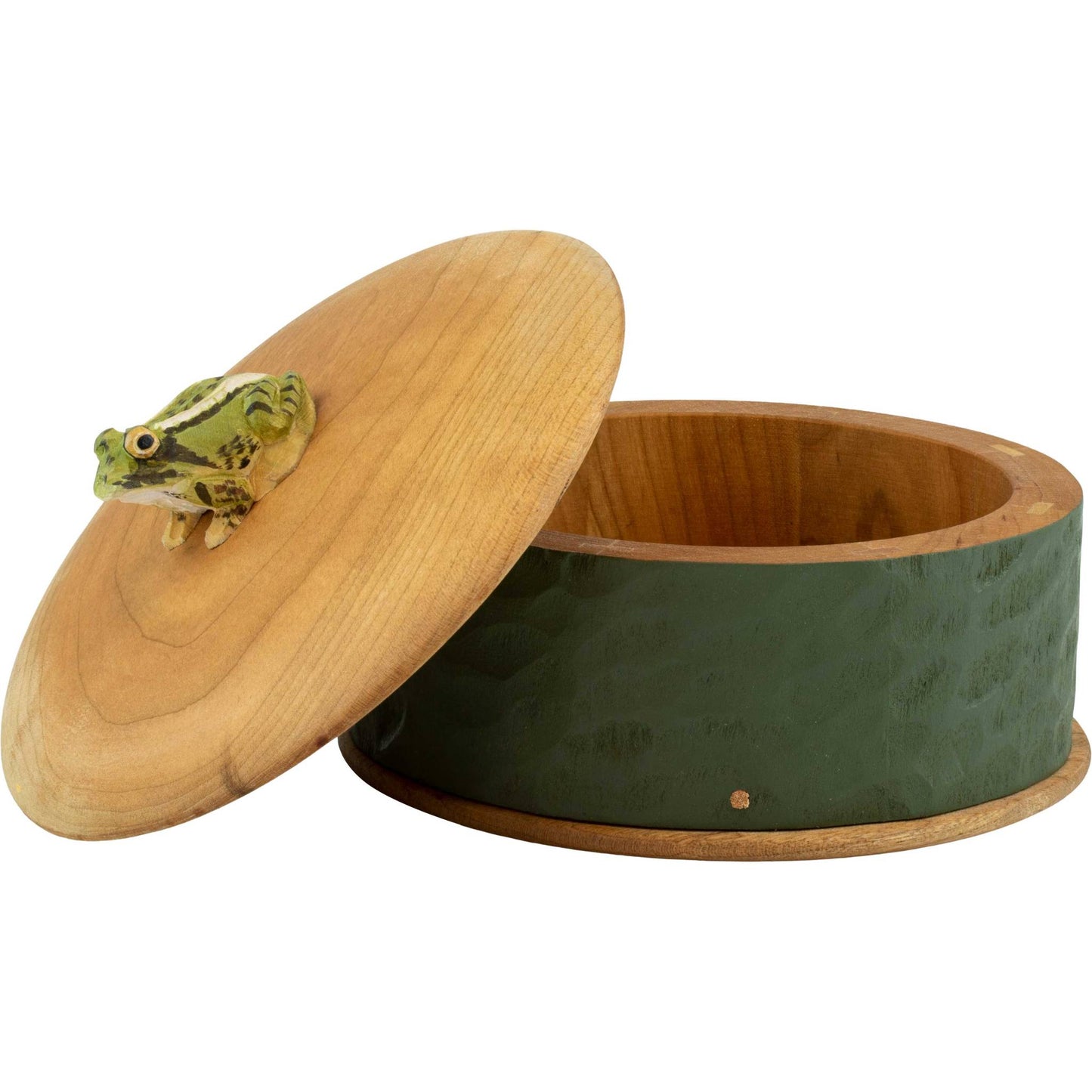Wildlife Garden Wooden Box Frog Height 8.5 cm Ø 13 cm hand-carved