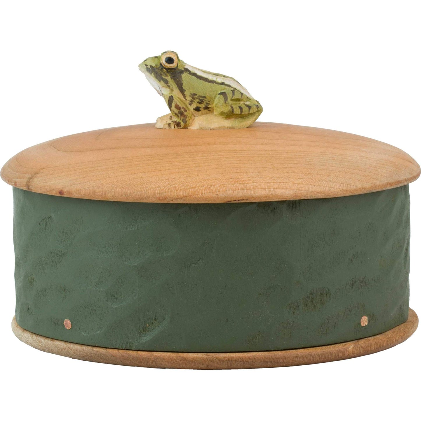 Wildlife Garden Wooden Box Frog Height 8.5 cm Ø 13 cm hand-carved