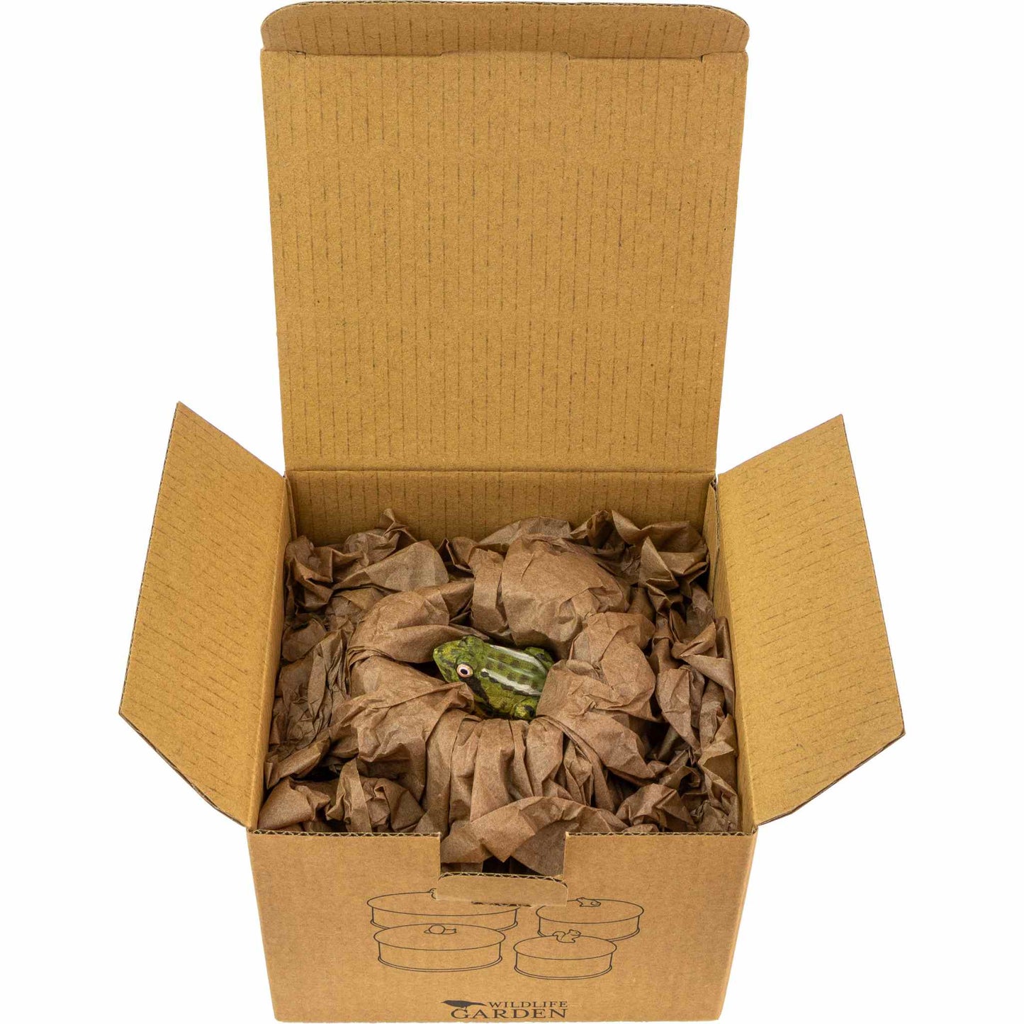 Wildlife Garden Wooden Box Frog Height 8.5 cm Ø 13 cm hand-carved