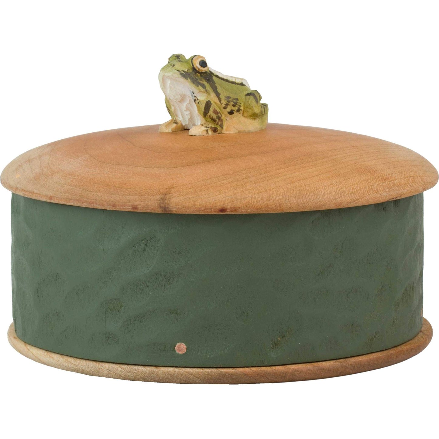 Wildlife Garden Wooden Box Frog Height 8.5 cm Ø 13 cm hand-carved