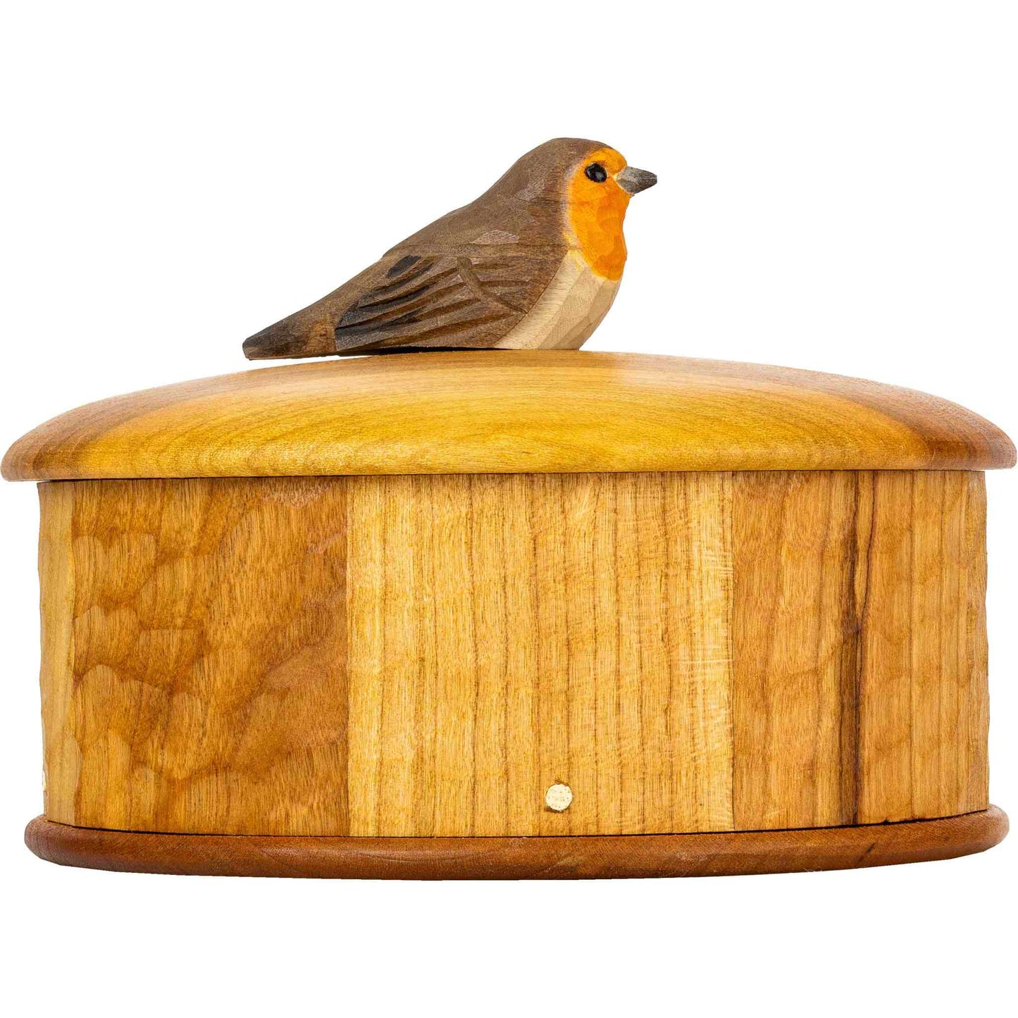 Wildlife Garden Holzdose Rotkehlchen Höhe 9,3 cm Ø 13 cm handgeschnitzt